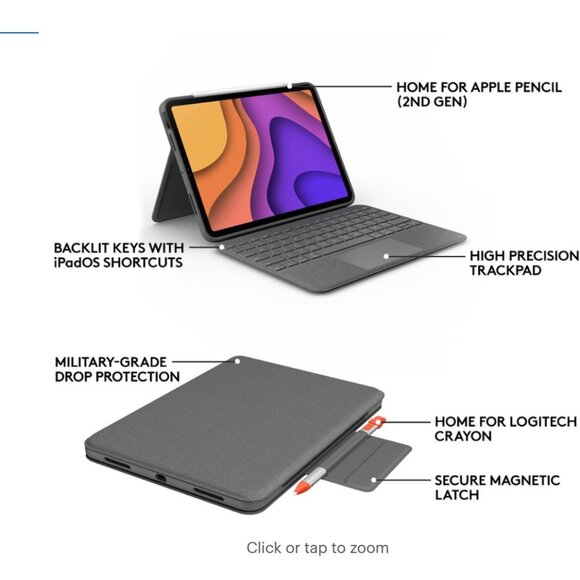 Logitech - Folio Touch Keyboard Folio (like new) - Picture 3 of 4